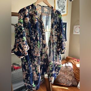 Unbranded Sheer Navy Floral Coverup L